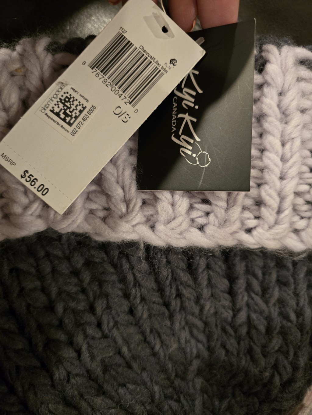 Chunky Knit Two-Tone Beanie - Gray And Light Pink — image 2 of 4
